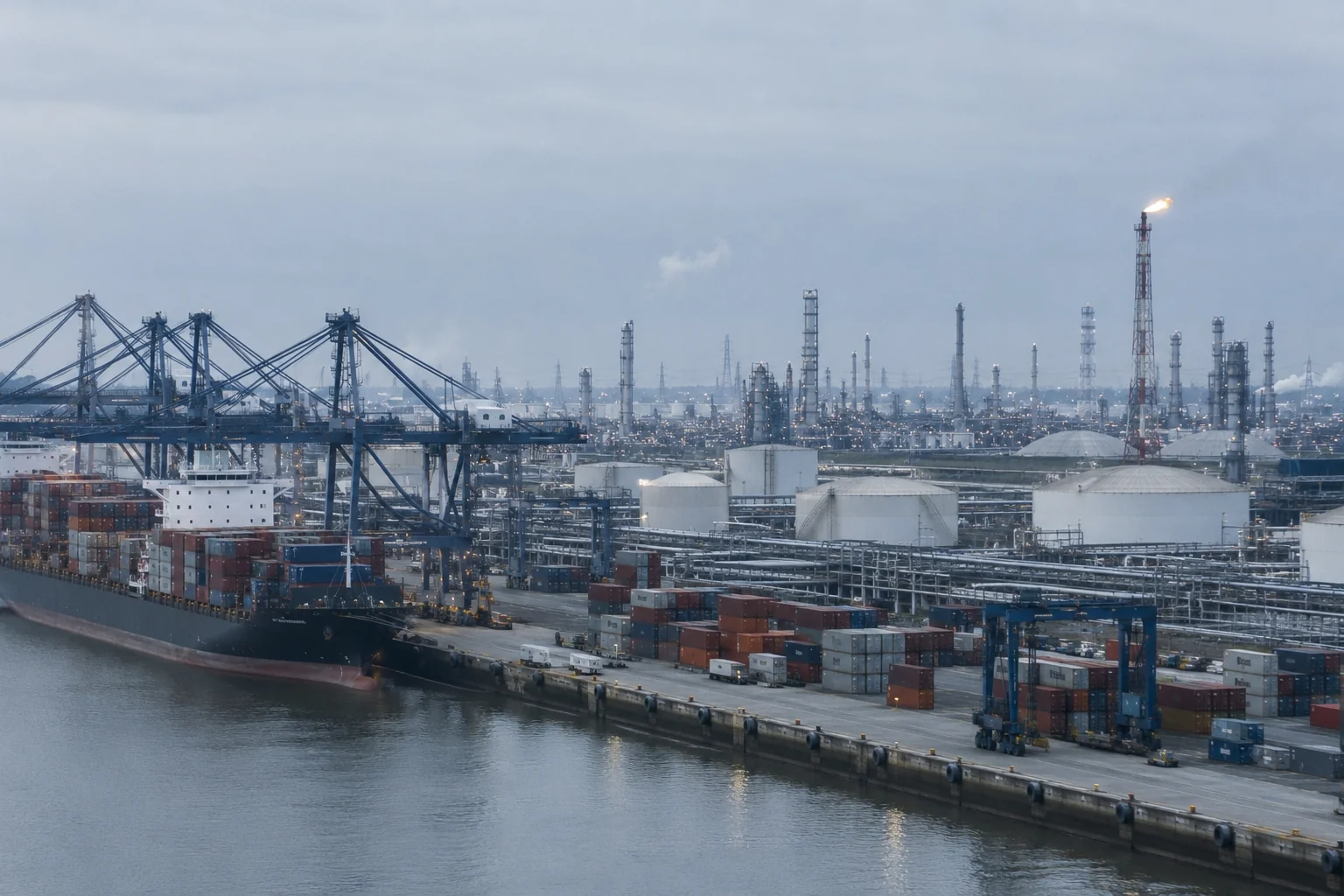 Container terminal and industrial berths along the Houston Ship Channel