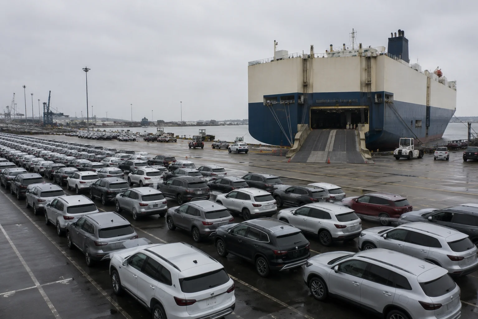 Vehicle processing yard and roll-on roll-off berth at JAXPORT