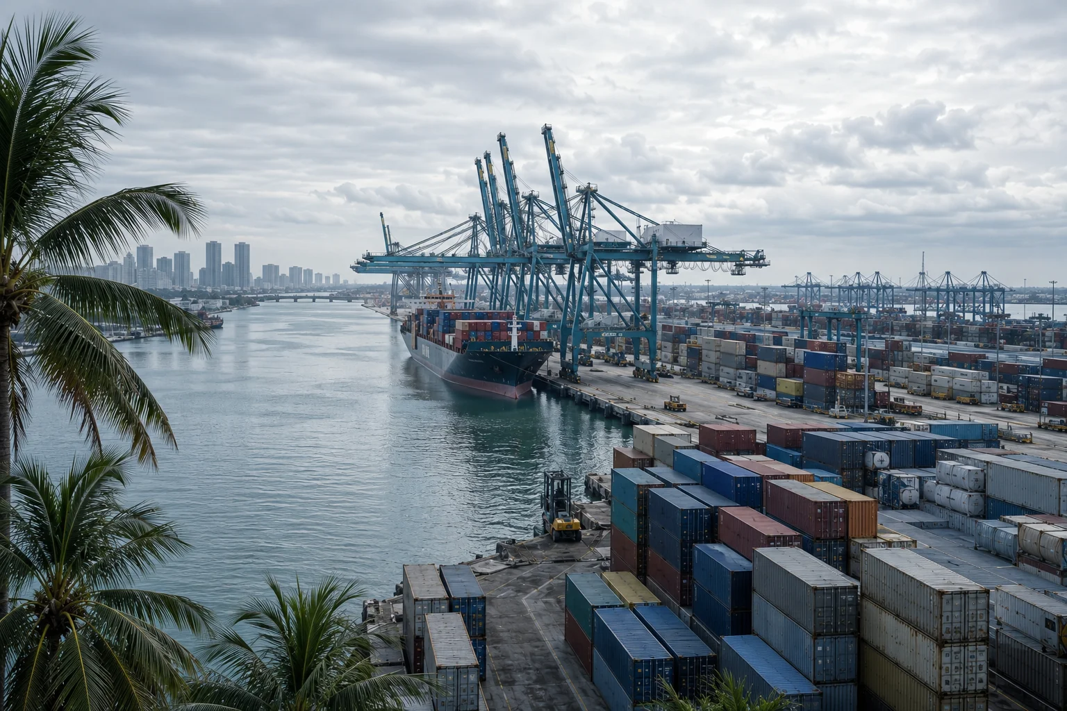 Container terminal and gantry cranes at PortMiami