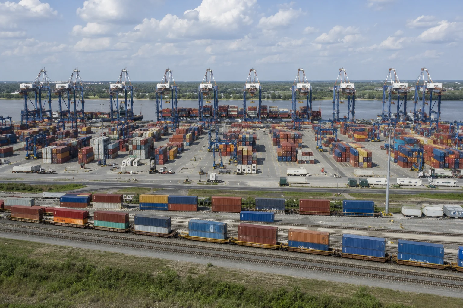 Container terminal and rail yard at the Port of Savannah