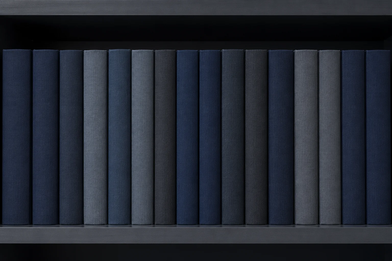 Regulatory reference volumes standing on a shelf in cool light