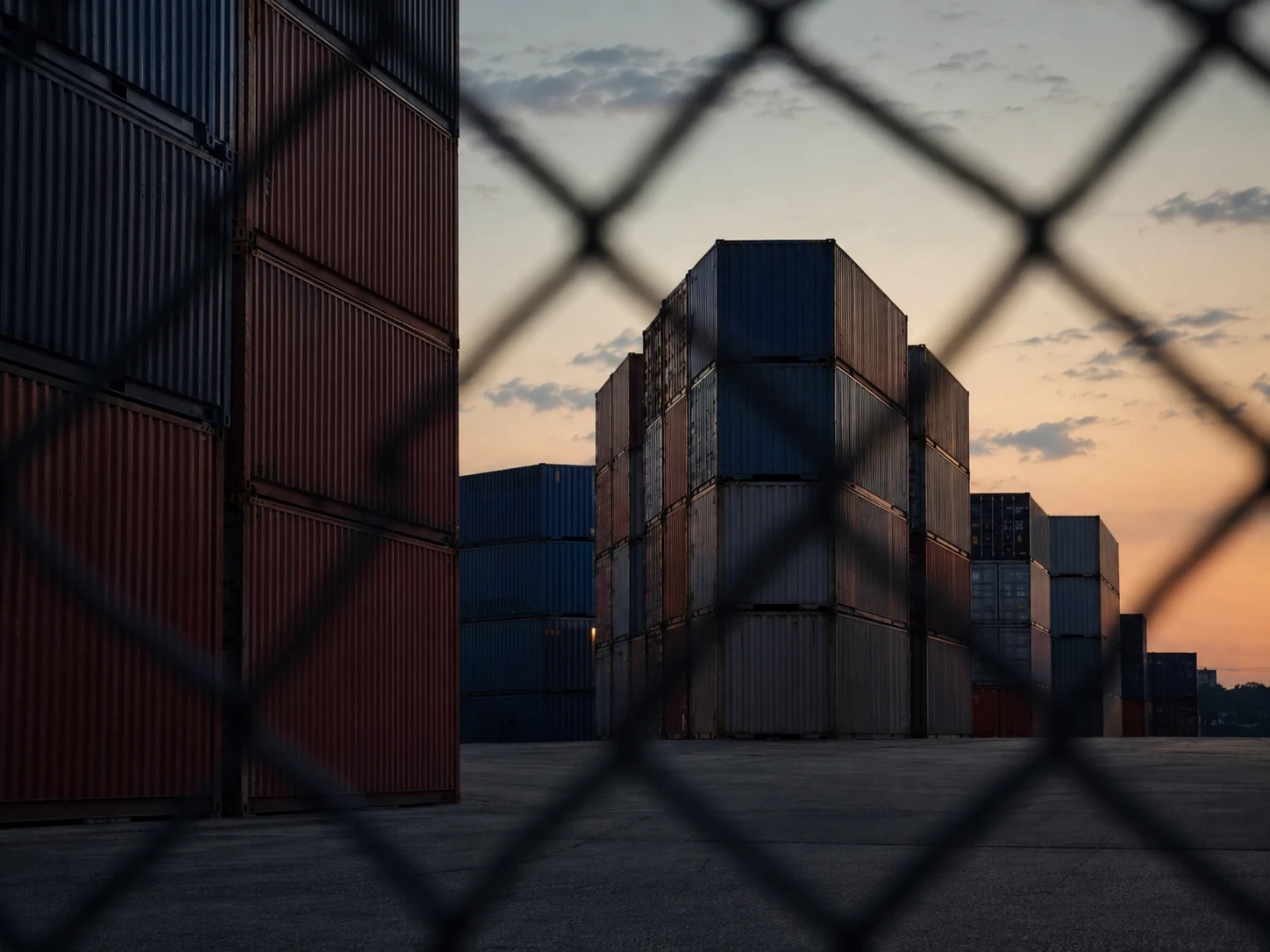 Shipping containers held in a terminal yard awaiting customs release
